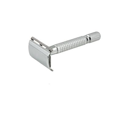 Ruilogod Men Beards Clean Round Good performance Handle Shaving Shaver Razor Silver Tone w Blade (id: 519 70c 2d7 a35 932