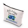 BDPWSS Blueberry Gifts Blueberries Makeup Bag Just A Girl Who Loves Blueberries Zipper Pouch For Blueberry Lover Fruit Lover Gift (Girl Love Blueberries) view 1