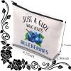 BDPWSS Blueberry Gifts Blueberries Makeup Bag Just A Girl Who Loves Blueberries Zipper Pouch For Blueberry Lover Fruit Lover Gift (Girl Love Blueberries) view 2