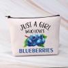 BDPWSS Blueberry Gifts Blueberries Makeup Bag Just A Girl Who Loves Blueberries Zipper Pouch For Blueberry Lover Fruit Lover Gift (Girl Love Blueberries) view 4