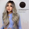 Esmee Long Wavy Silver Gray Wig for Women Natural Synthetic Hair Heat Resistant Ombre Wigs with Dark Roots for Daily Party Cosplay -24 Inches view 2