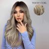 Esmee Long Wavy Silver Gray Wig for Women Natural Synthetic Hair Heat Resistant Ombre Wigs with Dark Roots for Daily Party Cosplay -24 Inches view 3