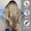 Esmee Long Wavy Silver Gray Wig for Women Natural Synthetic Hair Heat Resistant Ombre Wigs with Dark Roots for Daily Party Cosplay -24 Inches view 4