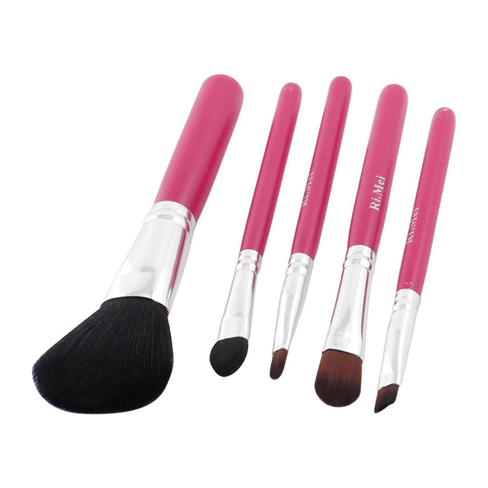 Ruilogod Lady Blusher Eye Shadow Brushes 5 in 1 Cosmetic Tool Set Fuchsia (id: 6e7 f51 ad6 bda 734