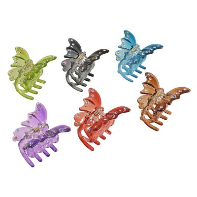 Ruilogod 6 Pcs Assorted Colors Plastic Butterfly Shaped Hairclip Clamps Claws(id:28 4a3 4d 0ec a6d