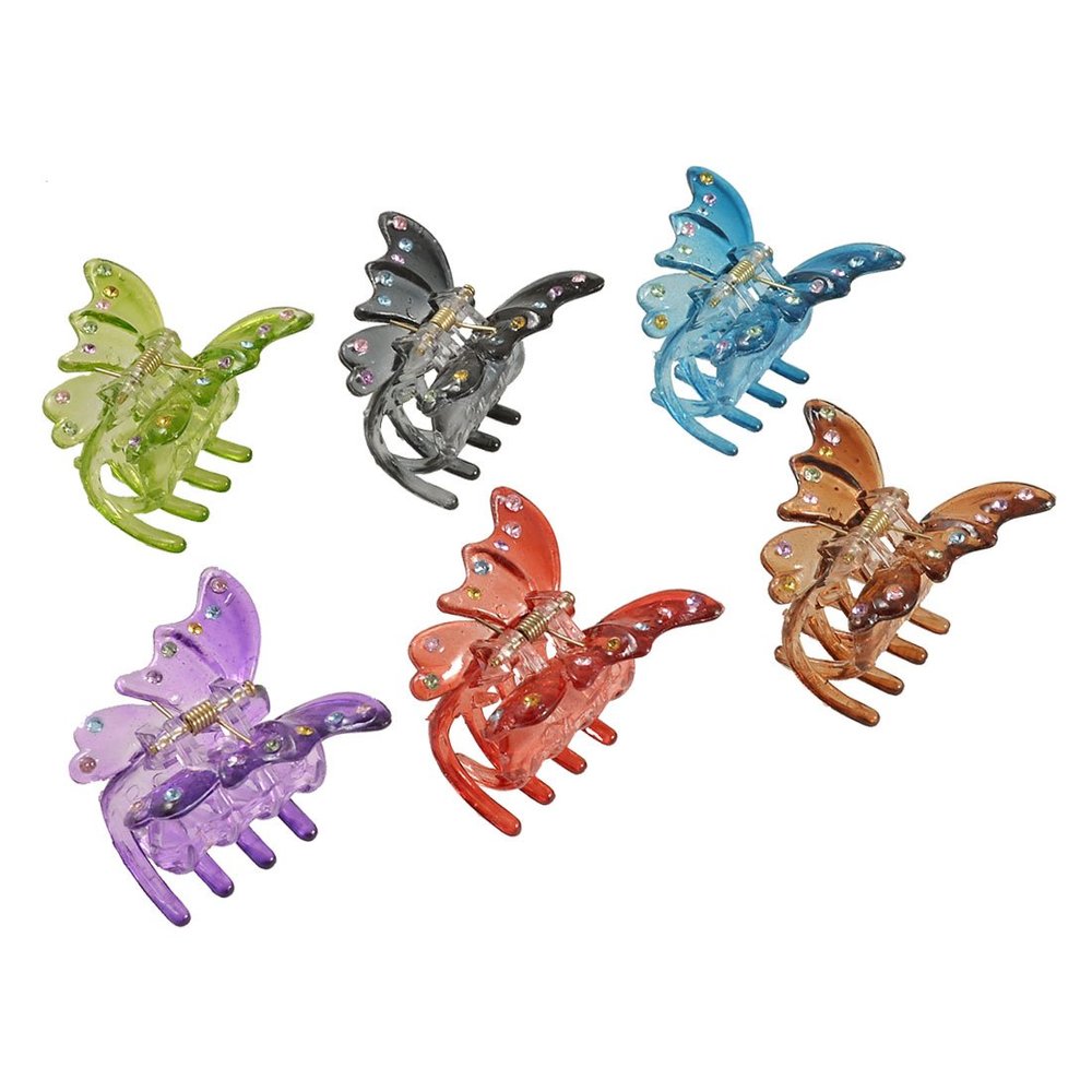Ruilogod 6 Pcs Assorted Colors Plastic Butterfly Shaped Hairclip Clamps Claws(id:28 4a3 4d 0ec a6d