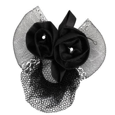 Ruilogod Glitter Thread Mesh Bowtie Design Flower Hair Clip French Barrette Black (id: c3a 305 cef 64b 162
