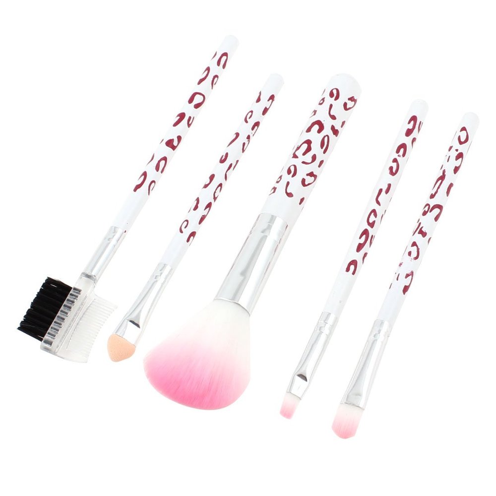 Ruilogod Red Circle Prints White Handle 5 in 1 Makeup Tool Eyebrow Comb Eyeshadow Set (id: 224 3e5 8b0 0a2 a83