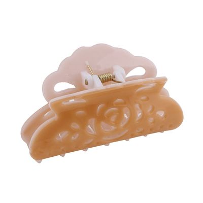 Ruilogod Plastic Ladies Flower Hollow Out Design Hair Claw Clip Light Brown (id: 0e4 e00 c06 9dc 3b1