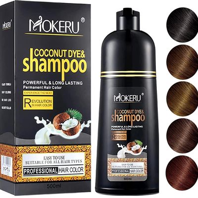 Maani Coconut Oil Hair Color Shampoo, Light Brown, 500 ML: Instant Fast Acting Long Lasting Hair Color Shampoo for Gray Hair, Nourishing, ShiningLong Lasting