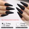 Kikmoya Matte Pure Black Extra Long Stiletto Press on Nails, 24pcs Fake False Nails, Artificial Stick on Manicure for Women view 2