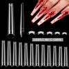 600PCS XXXL Coffin Nail Tips No C Curve, Extra Long Clear Coffin Nail Tips for Acrylic Nails Professional, Half Cover Flat Acrylic Nails Tips Fake Nails for Nail Salon and Home DIY 12 Sizes view 1