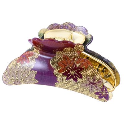 Ruilogod Lady Press Spring Tinsel Decor Gold Tone Purple Green Hair Claw Clamp (id: 7e3 500 71d d84 fca
