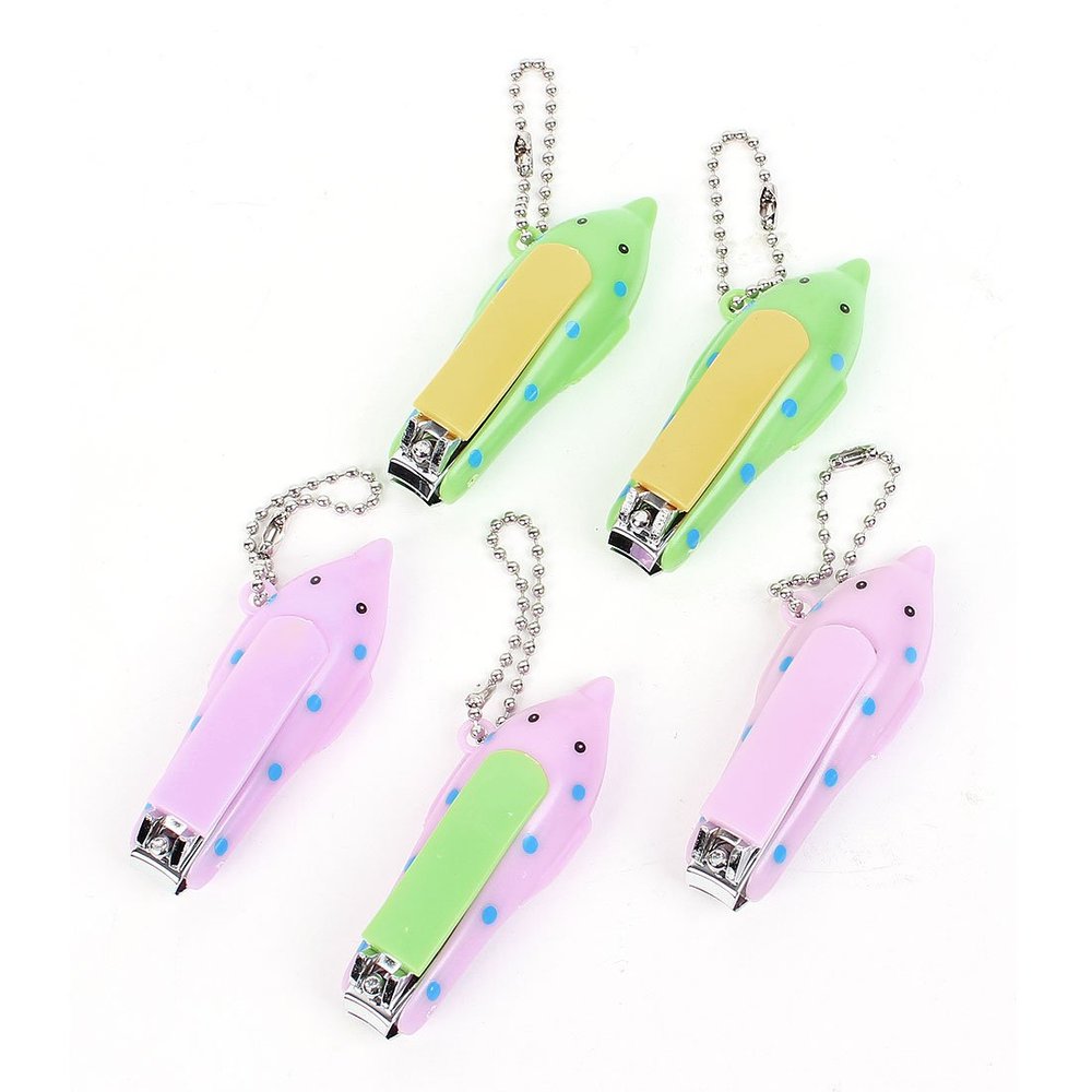 Ruilogod 5pcs Green Pink Plastic Finger Toenail Nail Trimmer Clipper w Keychain (id: d57 a73 2b3 e6c c4c