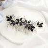 Casdre Crystal Bride Wedding Hair Comb Silver Leaf Bridal Hair Accessories Rhinestone Party Prom Hair Piece for Women and Girls (D Black) view 1