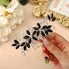 Casdre Crystal Bride Wedding Hair Comb Silver Leaf Bridal Hair Accessories Rhinestone Party Prom Hair Piece for Women and Girls (D Black) view 3