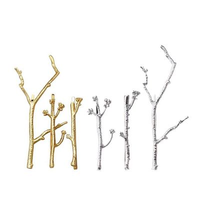 KALLORY Hair Clip 6pcs - Vintage Tree Branch Hair Clip Clamps, Metal Golden Branch Minimalist Dainty Barrette Bobby Pin DIY Hair Accessories for Women Girls - Size Varies (5.7cm - 10.3cm)