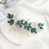 Casdre Crystal Bride Wedding Hair Comb Silver Leaf Bridal Hair Accessories Rhinestone Party Prom Hair Piece for Women and Girls (C Green) view 1