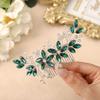 Casdre Crystal Bride Wedding Hair Comb Silver Leaf Bridal Hair Accessories Rhinestone Party Prom Hair Piece for Women and Girls (C Green) view 3