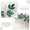Casdre Crystal Bride Wedding Hair Comb Silver Leaf Bridal Hair Accessories Rhinestone Party Prom Hair Piece for Women and Girls (C Green) view 4