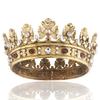Baroque Royal Crown Men's Metal Prince Hair Crown Full Circle Birthday Party Hair Accessories For Halloween Prom (Dark Gold With Champagne view 1