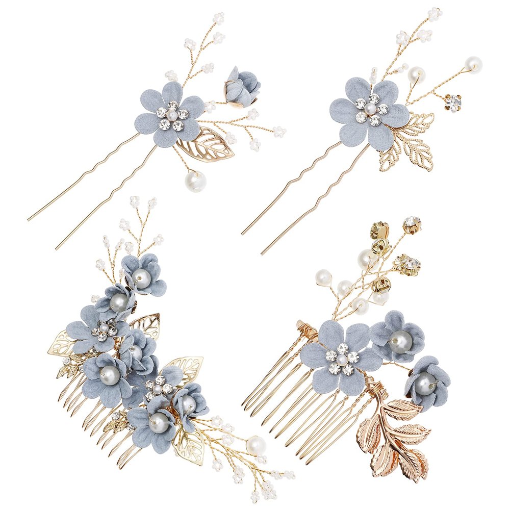 TOYANDONA 4pcs Bridal Hair Accessories U-shaped Hair Combs Rhinestone Hairpins for Weddings Engagements Parties for Women Girls