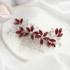 Casdre Crystal Bride Wedding Hair Comb Silver Leaf Bridal Hair Accessories Rhinestone Party Prom Hair Piece for Women and Girls (E Red) view 1