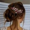 Casdre Crystal Bride Wedding Hair Comb Silver Leaf Bridal Hair Accessories Rhinestone Party Prom Hair Piece for Women and Girls (E Red) view 2