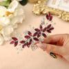Casdre Crystal Bride Wedding Hair Comb Silver Leaf Bridal Hair Accessories Rhinestone Party Prom Hair Piece for Women and Girls (E Red) view 3