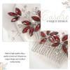 Casdre Crystal Bride Wedding Hair Comb Silver Leaf Bridal Hair Accessories Rhinestone Party Prom Hair Piece for Women and Girls (E Red) view 4