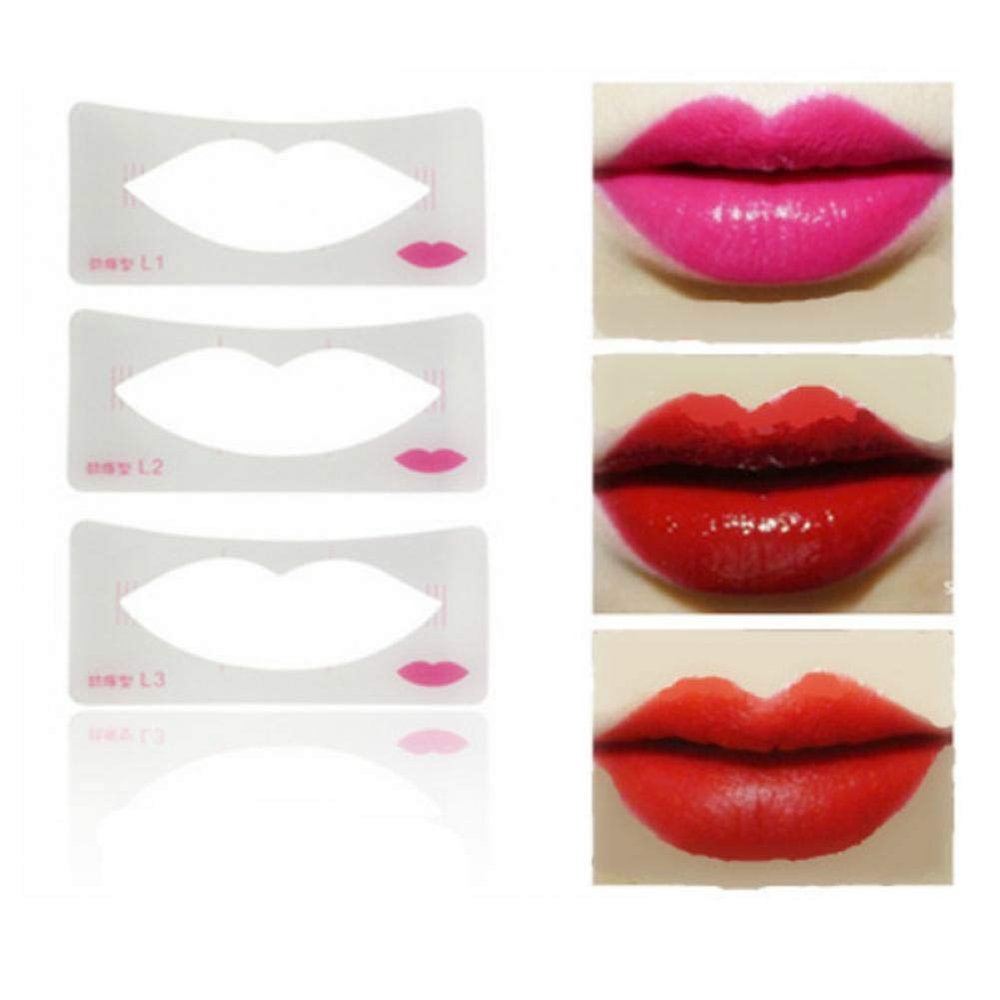3pcs Lip Liner Stencils 3 Lip Model Styles Lip Line Template Stencil Card Lip Cosmetic Make Up Tools