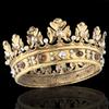 Baroque Royal Crown Men's Metal Prince Hair Crown Full Circle Birthday Party Hair Accessories For Christmas/Wedding/Costume (Dark Gold With Champagne Stone) view 2