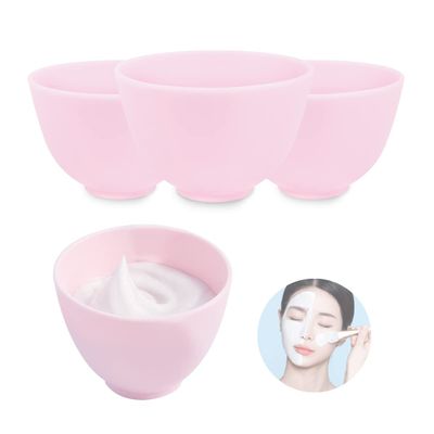 FERCAISH 4Pcs Diy Face Mask Mixing Bowl, Microwavable Silicone Facial Mud Bowl Cosmetic Beauty Tool for Home Salon
