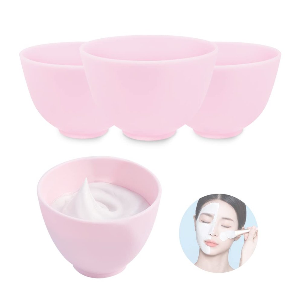 FERCAISH 4Pcs Diy Face Mask Mixing Bowl, Microwavable Silicone Facial Mud Bowl Cosmetic Beauty Tool for Home Salon