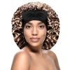 Kenllas Satin Silk Bonnet for Women - Large Sleep Cap with Tie Band for Curly Dreadlock Braid Hair Care (Leopard) view 1