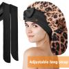 Kenllas Satin Silk Bonnet for Women - Large Sleep Cap with Tie Band for Curly Dreadlock Braid Hair Care (Leopard) view 4