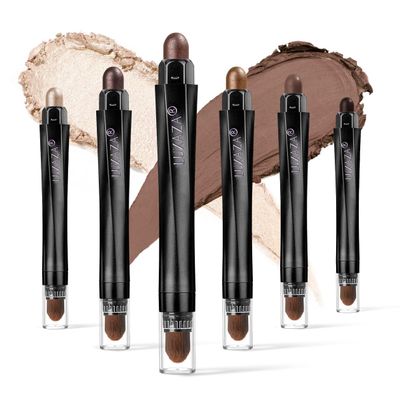 LUXAZA 6PCS Eyeshadow Stick Makeup Sets,Dark Brown Shimmer Eyeshaow Pencil, Long Lasting Metallic Eye Shadow,Eye Brightener Stick Pencil Crayon, A02-Taupe Mauve