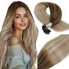 Vivien 22 Inch U Tip Hair Extensions Human Hair Balayage Blonde U Tip Keratin Hair Extensions Chocolate Brown with Golden Blonde to Blonde Utip Hair Extensions 50g/50s view 1