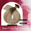 Vivien 22 Inch U Tip Hair Extensions Human Hair Balayage Blonde U Tip Keratin Hair Extensions Chocolate Brown with Golden Blonde to Blonde Utip Hair Extensions 50g/50s view 2