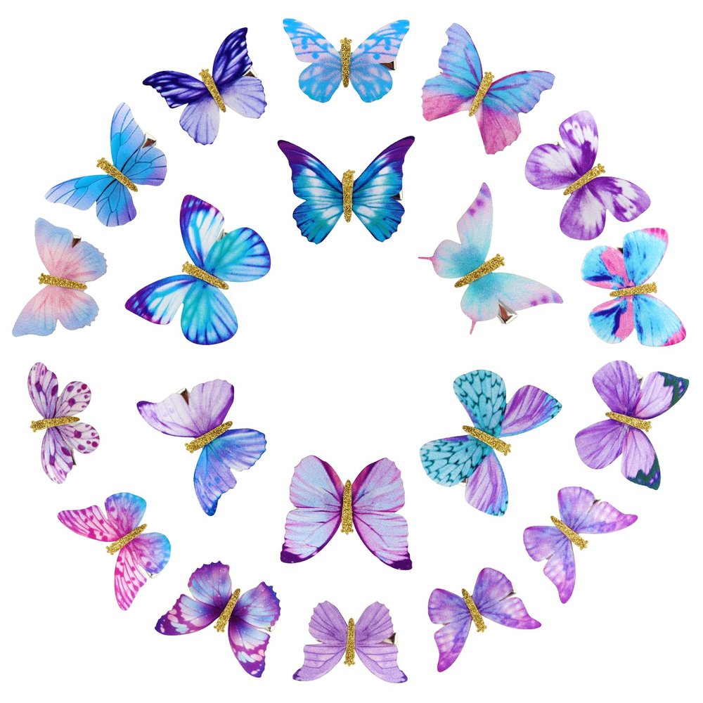 20 Pieces Small Butterfly Hair Clips, Y2K Kawaii Accessories, Clips for Thick Hair, Cute Clips with Hair Glitter
