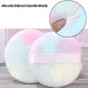 PBQOA 4.13 Inch Large Loose Powder Puffs Reusable Round Ultra Soft Velour Fluffy Body Powder Puff with Ribbon Band Handle Makeup Tool 3 PCS, Colorful view 4