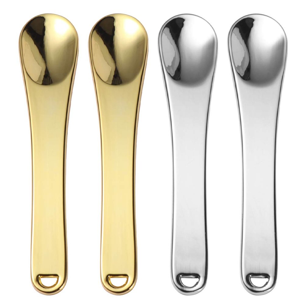 Beavorty Makeup Spoon Set 4pcs Zinc Alloy Scoops for Cream Mask Facials Beauty Products Lipstick Powder Beauty Tool