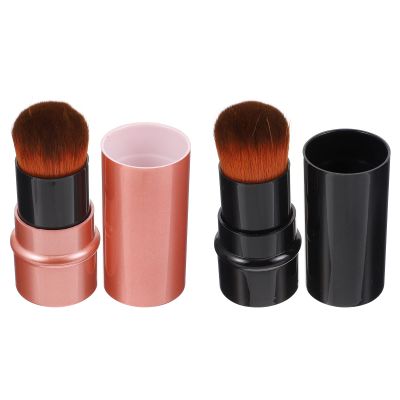 Beavorty 2pcs Portable Foundation Blending Brush Retractable Makeup Tools for for Loose and Liquid Cosmetics Black and Red