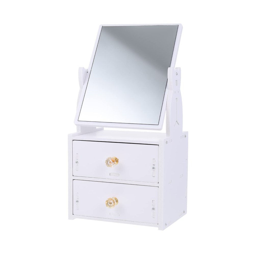 Beavorty Multifunctional Makeup Vanity Mirror Storage Box Portable Tabletop Design for Organized Cosmetics and Easy to Maintain for Dresser and Bathroom Use