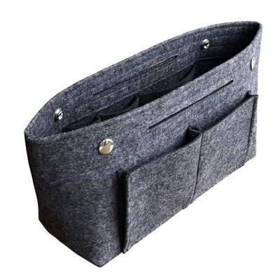 Beavorty 1pc Felt Makeup Bag Large Capacity Portable Storage Organizer for Travel and Toiletries Compact Dark Grey Wash Bag for Cosmetics and