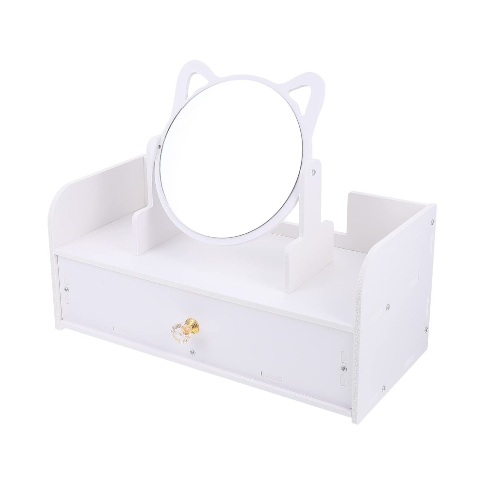 Beavorty Makeup Mirror Storage Case Stylish Vanity Mirror for Women Features High-Definition Stable Base and Multi-Space Storage for Organized Makeup and Accessories