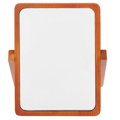 Beavorty Wooden Folding Makeup Mirror High Definition Reflection Durable Design for Desktop Use for Home Office and Travel Walnut Color Compact