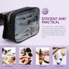 Beavorty Toiletries Storage Bag for Men and Women Folding Makeup Organizer Zipper Lightweight Travel Wash Pouch for Business Trips Pvc Design Black view 2
