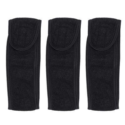 Beavorty 3pcs Spa Facial Headband Black Towel Cloth Hair Wraps for Makeup and Shower Elastic Wash Face Accessories for Women and Girls