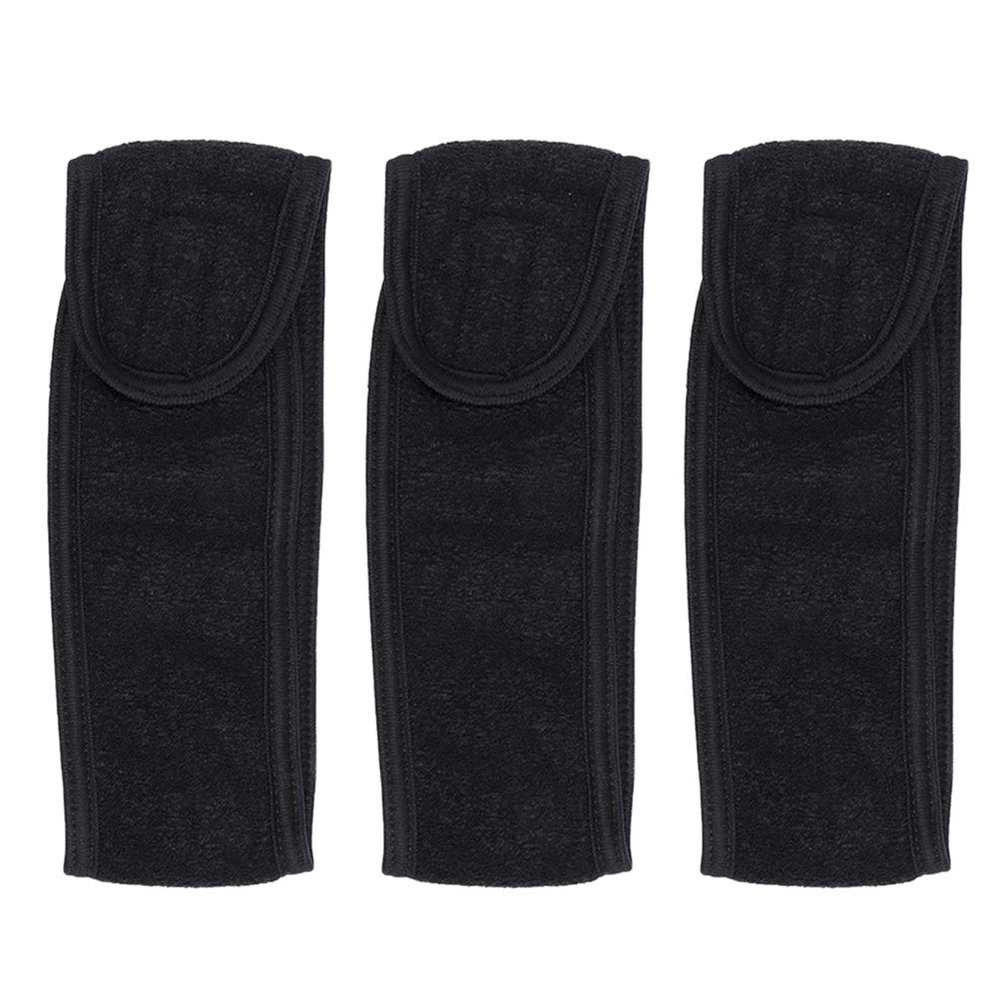Beavorty 3pcs Spa Facial Headband Black Towel Cloth Hair Wraps for Makeup and Shower Elastic Wash Face Accessories for Women and Girls